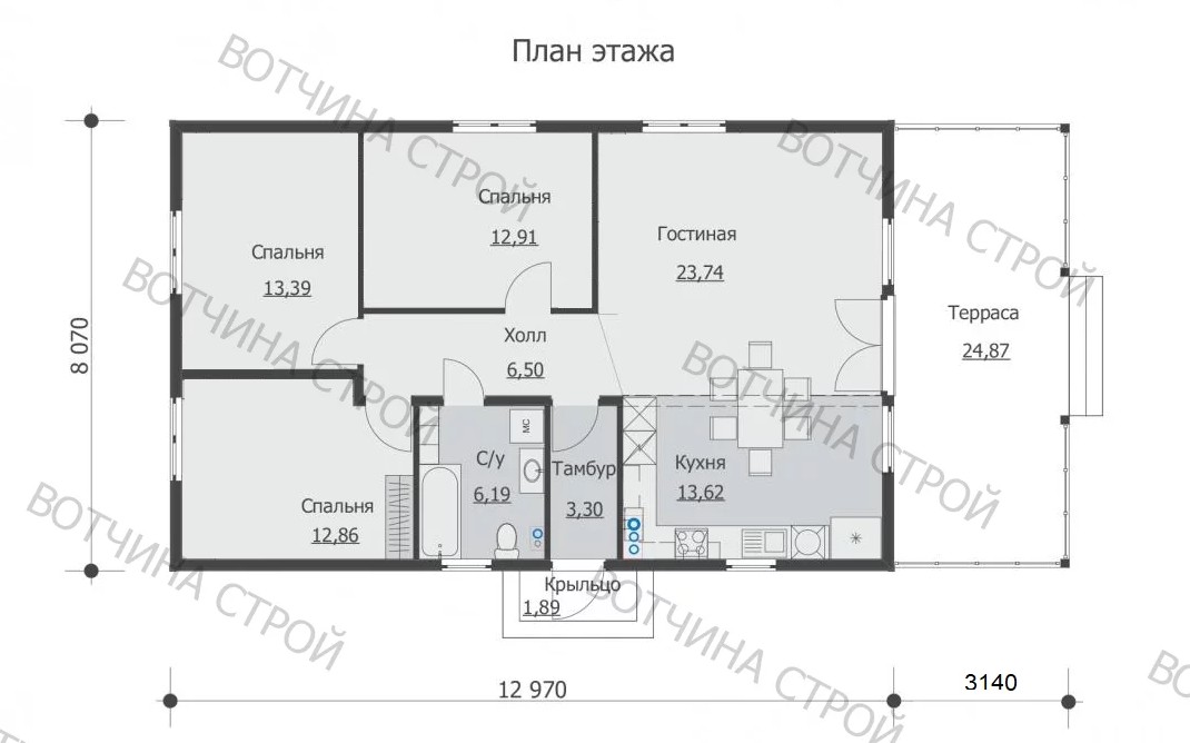  Проект каркасного дома Уют «Вотчина Строй» 